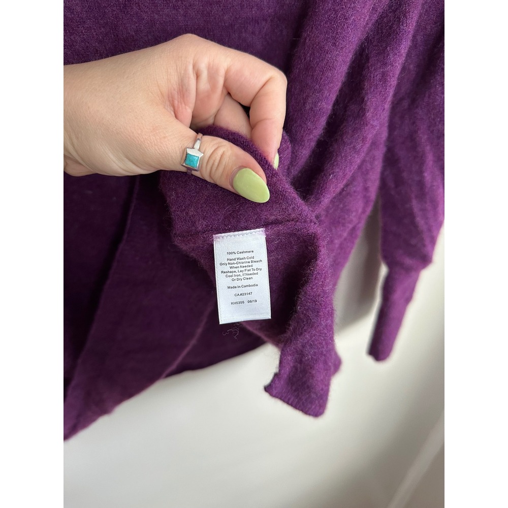 Talbots Pure Cashmere Sweater Women 2X Purple EUC Mock Neck Soft Luxury Pullover - Picture 5 of 7